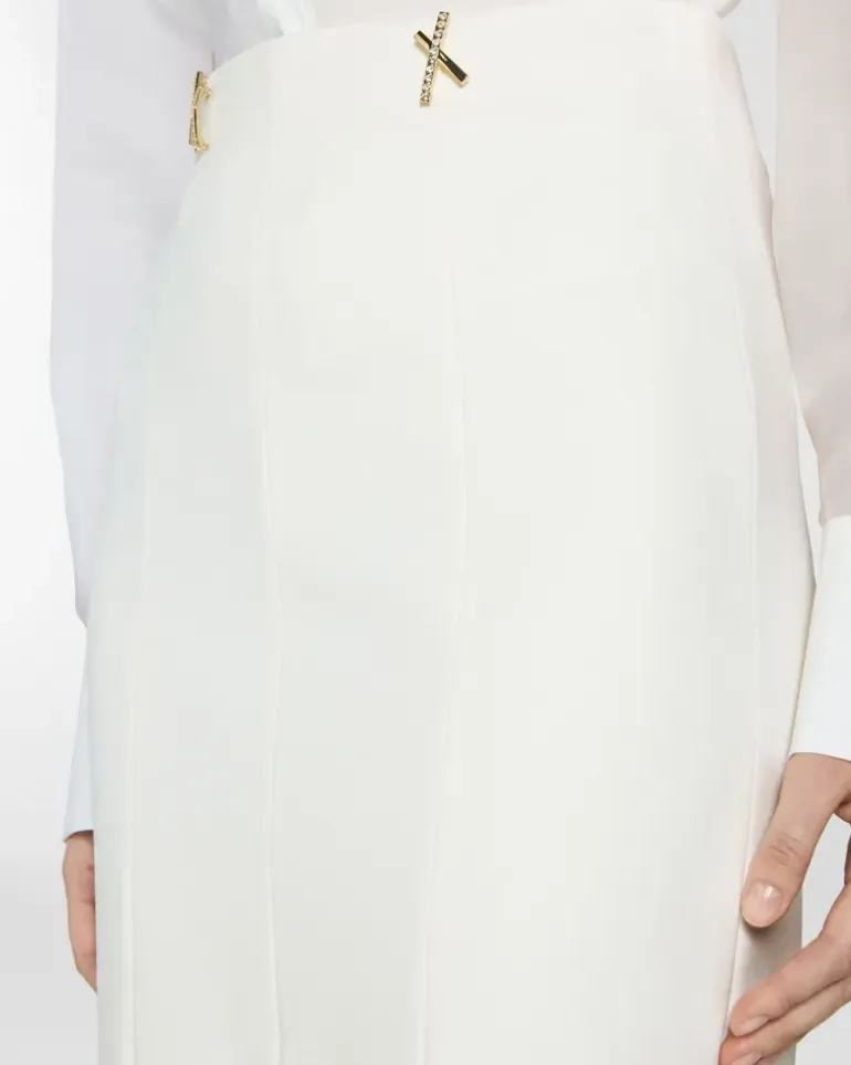 Pencil skirt with front slit White
