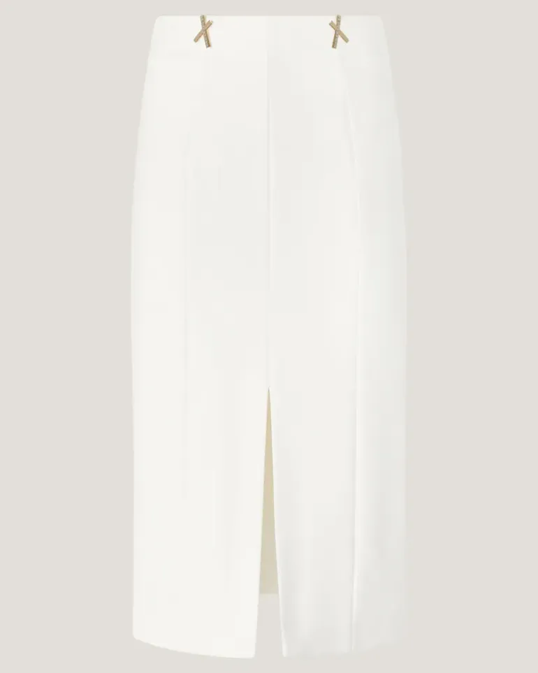 Pencil skirt with front slit White