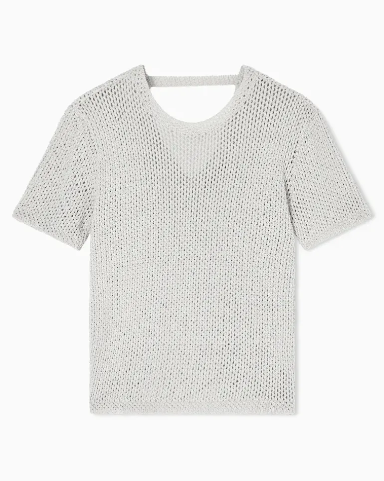 Perforierte Oberseite aus Lurexfaden Beige