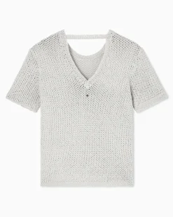 Perforierte Oberseite aus Lurexfaden Beige