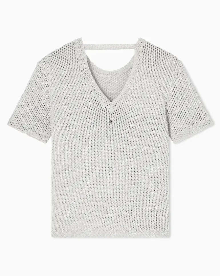 Perforierte Oberseite aus Lurexfaden Beige