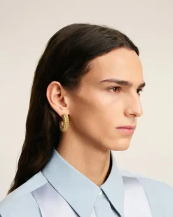 Perlenohrringe aus Messing in Gold Gelb Unisex