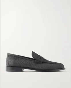 Perry Croc-Effect Nubuck Loafers Black