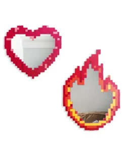 Pixel-Spiegel in Herzform - Rot