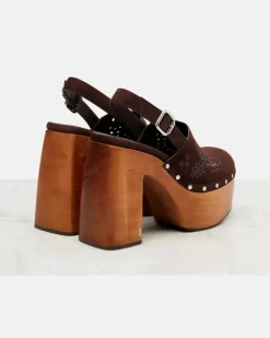 Plateau-Clogs Alida 135 aus Veloursleder Braun