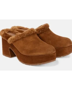 Plateau-Clogs Lyss 55 aus Veloursleder Braun