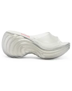 Plateau-Pantolette aus Melflex - Sandalen - Damen - Silber