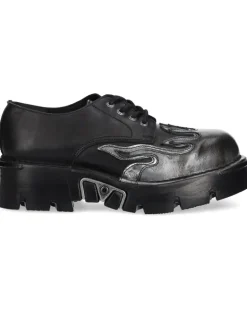 Plateau-Schuhe mit Flammendetail - Schwarz