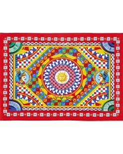 Platzset und Serviette mit Carretto-Print - Rot