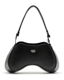 Play-Schultertasche aus semiglänzendem Leder - Schultertaschen - Damen - Schwarz