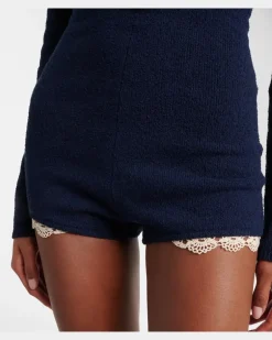 Playsuit aus einem Baumwollgemisch Blau