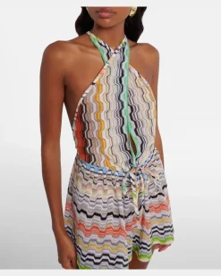 Playsuit aus Häkelstrick Multicolor
