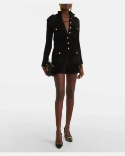 Playsuit aus Samt Schwarz