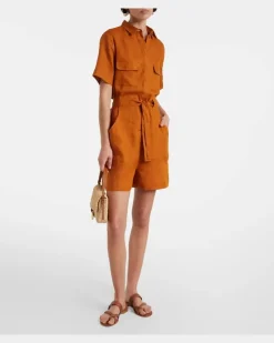 Playsuit Genereux aus Leinen Braun