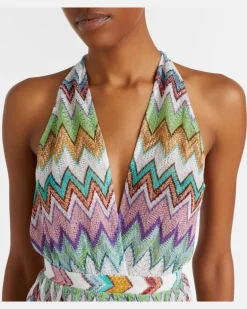 Playsuit Zigzag aus Häkelstrick Multicolor