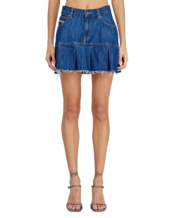 Plissierter Minirock aus Denim - Röcke - Damen - Blau