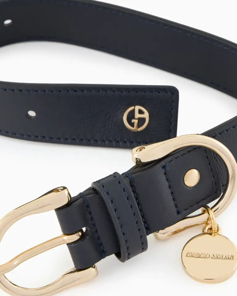Poldo x Halsband aus Leder Marineblau