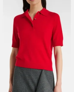 Polohemd aus Wolle Rot