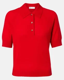Polohemd aus Wolle Rot