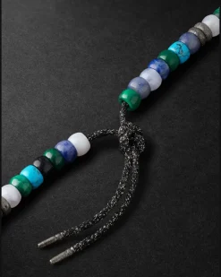 Portofino Forte Beads White and Blackened Gold Multi-Stone Necklace Blue