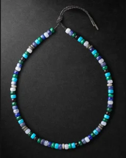 Portofino Forte Beads White and Blackened Gold Multi-Stone Necklace Blue
