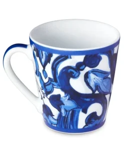 Porzellanbecher mit Archiv-Print - Blau
