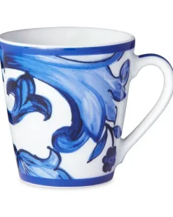 Porzellanbecher mit Archiv-Print - Blau