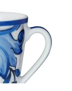 Porzellanbecher mit Archiv-Print - Blau