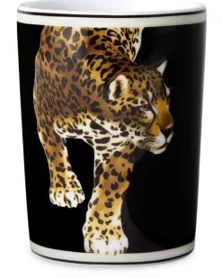 Porzellanbecher mit Tiger-Print - Schwarz