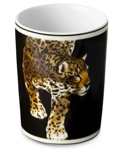Porzellanbecher mit Tiger-Print - Schwarz