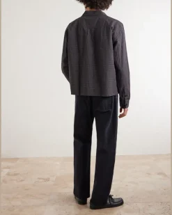 Priority Checked Cotton and Linen-Blend Shirt Gray