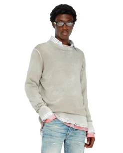 Pullover mit verblasstem Rückendruck - Strickwaren - Herren - Grau