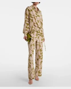 Pyjamahose aus Seide GrüN