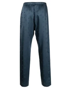 Pyjama-Hose aus Seiden-Jacquard - Blau
