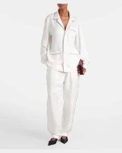 Pyjamahose aus Seiden-Twill Weiß