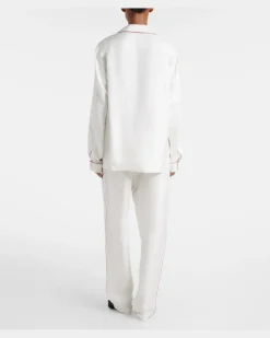 Pyjamahose aus Seiden-Twill Weiß
