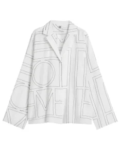 Pyjama-Oberteil aus Mischbaumwolle mit Monogramm White