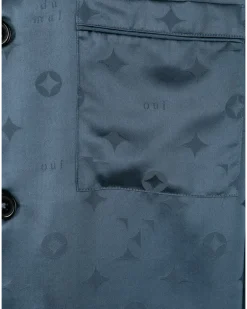 Pyjama-Oberteil aus Seiden-Jacquard - Blau