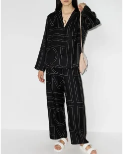 Pyjama-Oberteil mit Monogramm - Schwarz