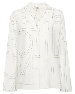 Pyjama-Oberteil mit Monogramm - Weiß