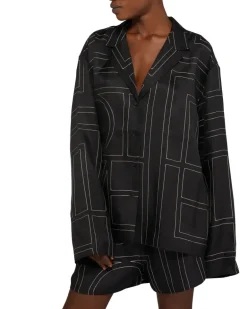 Pyjama-Seidehemd Monogram Black