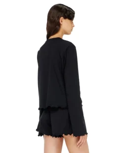 Pyjama-Set aus Baumwolle mit Blumen-Detail - Pyjamas - Damen - Schwarz
