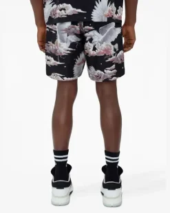 Pyjama-Shorts mit grafischem Print - Schwarz