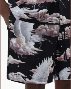 Pyjama-Shorts mit grafischem Print - Schwarz