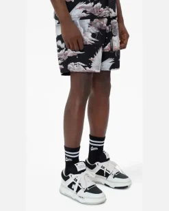 Pyjama-Shorts mit grafischem Print - Schwarz