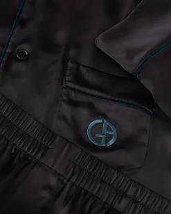 Pyjiama aus Seide mit Monogramm Schwarz