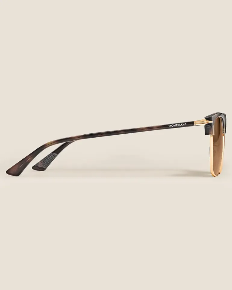 Quadratische Sonnenbrille mit goldfarbener Metallfassung - MB136922 - Sonnenbrillen