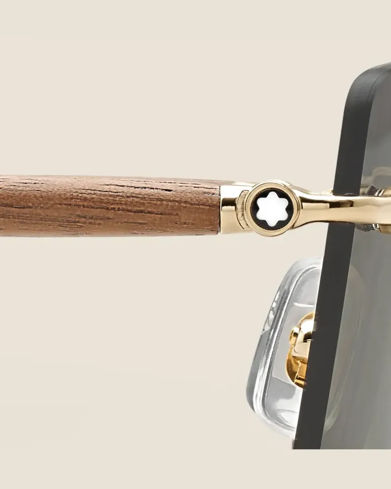 Quadratische Sonnenbrille mit goldfarbener Metallfassung - MB136919 - Sonnenbrillen