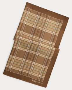 Quadratisches Seidentuch mit Karomuster Brown