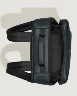 Rechteckiger Montblanc Companion Rucksack - Tweed-Blau - Leder - MB222875 - Rucksäcke